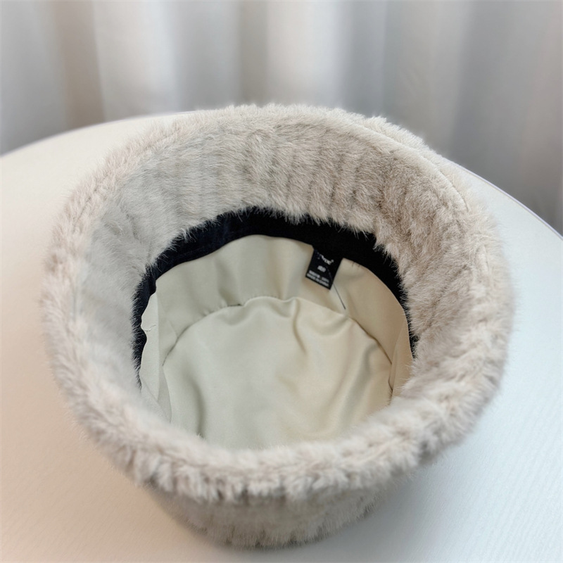 2025 Autumn Imitation Mink Fur Bucket Hat with Custom Logo 8