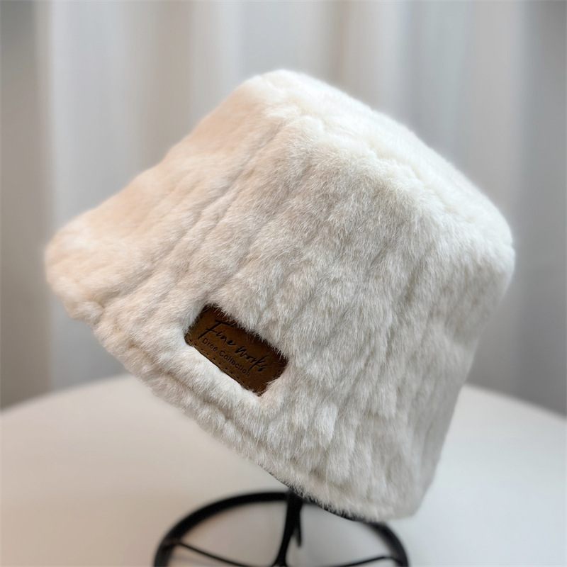 2025 Autumn Imitation Mink Fur Bucket Hat with Custom Logo 6