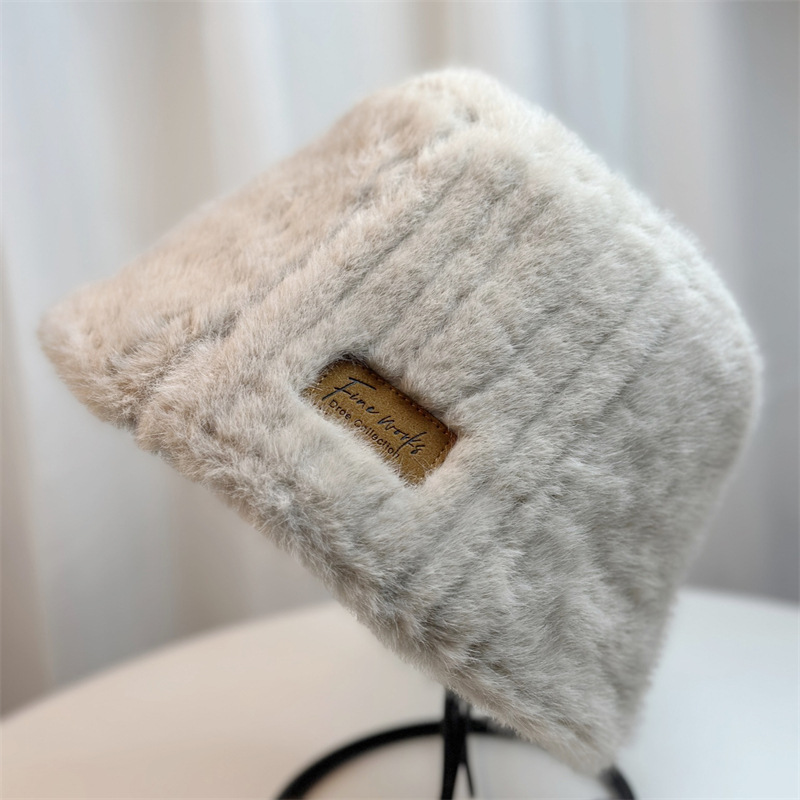 2025 Autumn Imitation Mink Fur Bucket Hat with Custom Logo 4