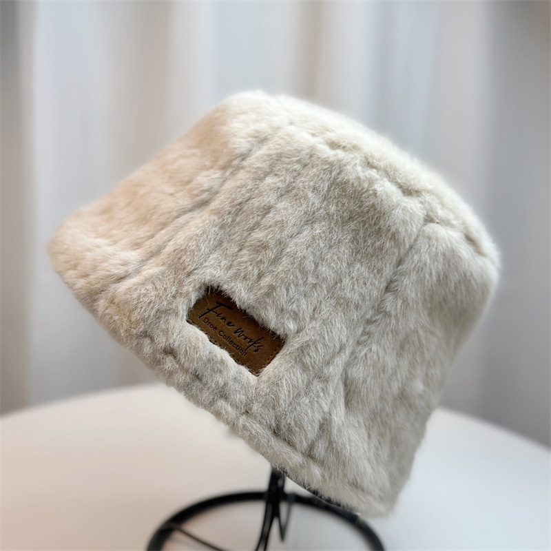 2025 Autumn Imitation Mink Fur Bucket Hat with Custom Logo 3
