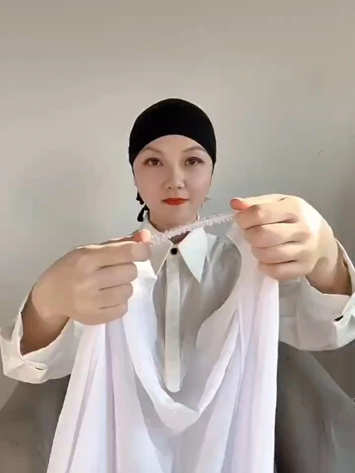 2025 Neues bequemes Kopftuch -Perlen -Chiffon -Schal mit einstellbarem Gummiband 1