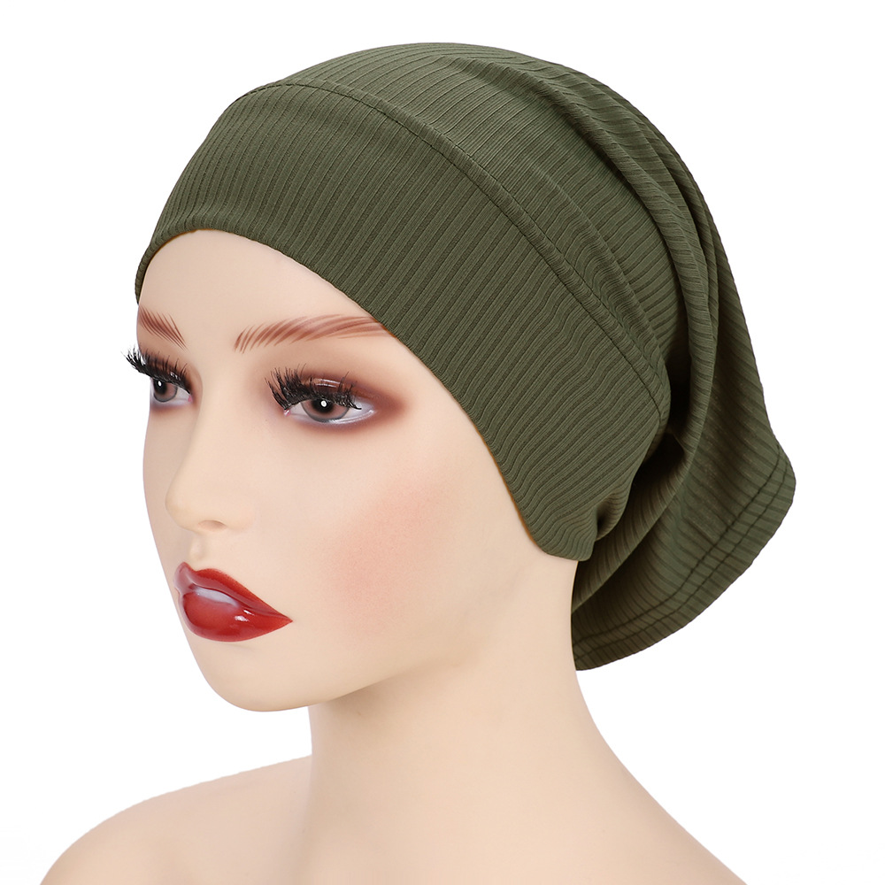 New Threaded Base Hat Solid Color Striped Base Headscarf for womenStylish Solid Color Striped Headscarf for Women 6