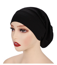 New Threaded Base Hat Solid Color Striped Base Headscarf for womenStylish Solid Color Striped Headscarf for Women 4