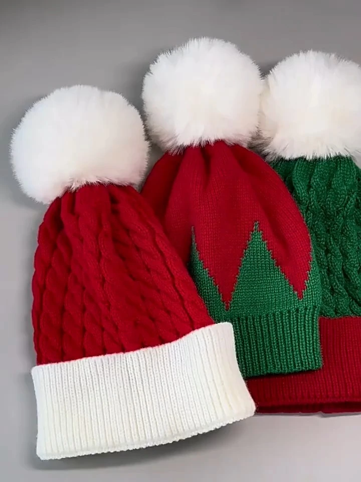 Bonnet de Noël en laine tricoté pour enfants pour la chaleur de l'automne et de l'hiver 1