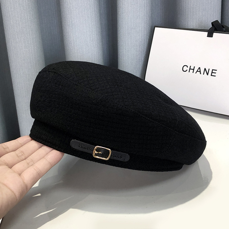 Women's Retro Fashion Beret with New Belt Buckle Decoration 6