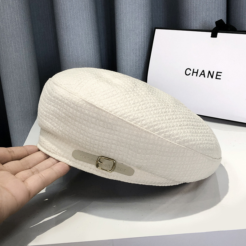 Women's Retro Fashion Beret with New Belt Buckle Decoration 3