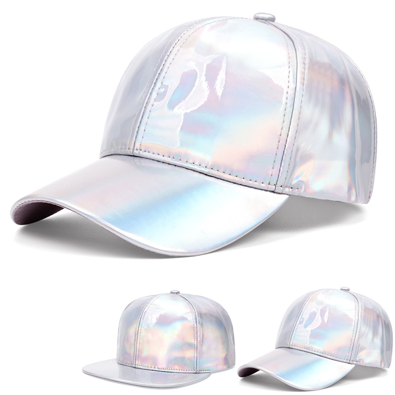 Hot selling fashionable solid color baseball cap, trendy and cool PU leather glossy cap 1