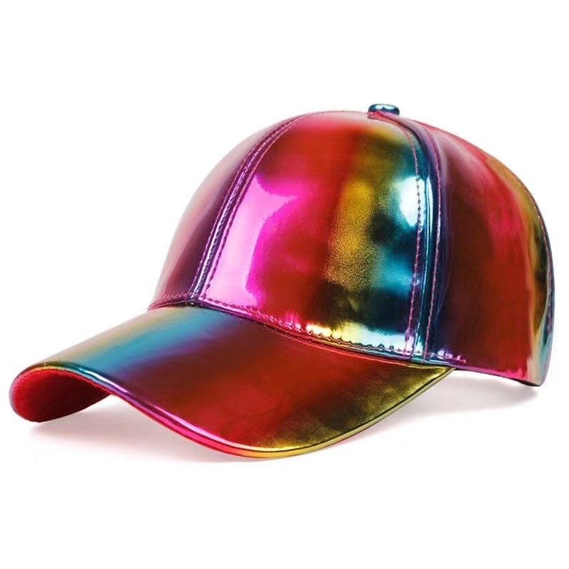 Hot selling fashionable solid color baseball cap, trendy and cool PU leather glossy cap 4