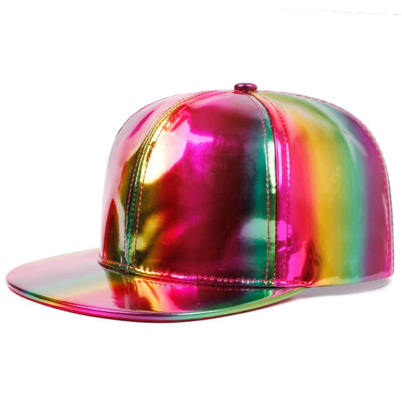 Hot selling fashionable solid color baseball cap, trendy and cool PU leather glossy cap 5