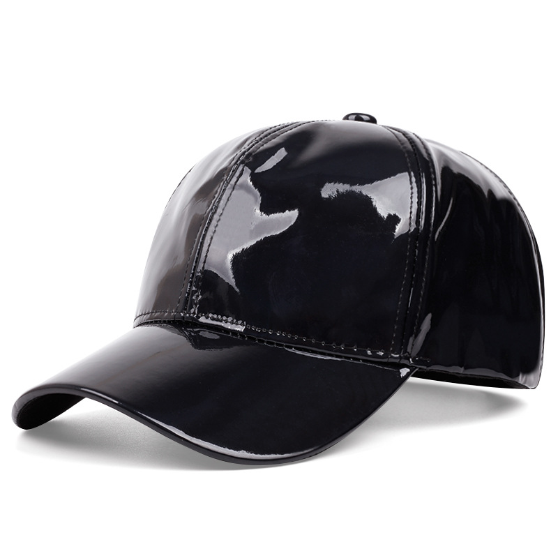 Hot selling fashionable solid color baseball cap, trendy and cool PU leather glossy cap 6
