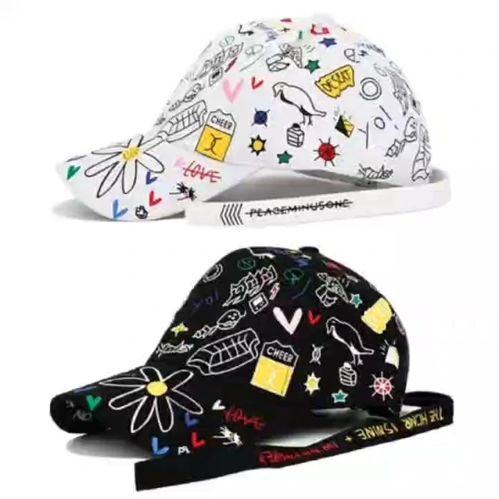 Pure Cotton Graffiti Baseball Hip Hop Hat Outdoor Personalized Duck Tongue 1