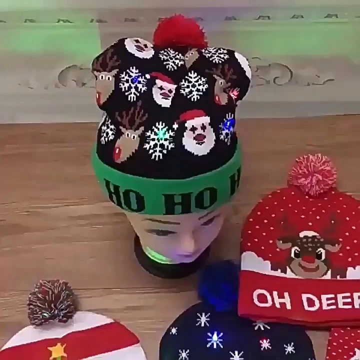 Gorro de fiesta navideño de lana tejida con bola de pelo - Otoño/Invierno cálido y colorido 1