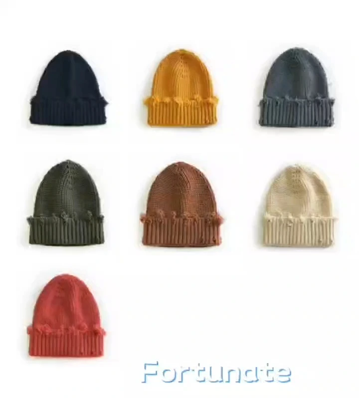 Vintage perforierte gestrickte Woll-Kuppelmützen für Männer und Frauen, schwarze Wintermütze 1
