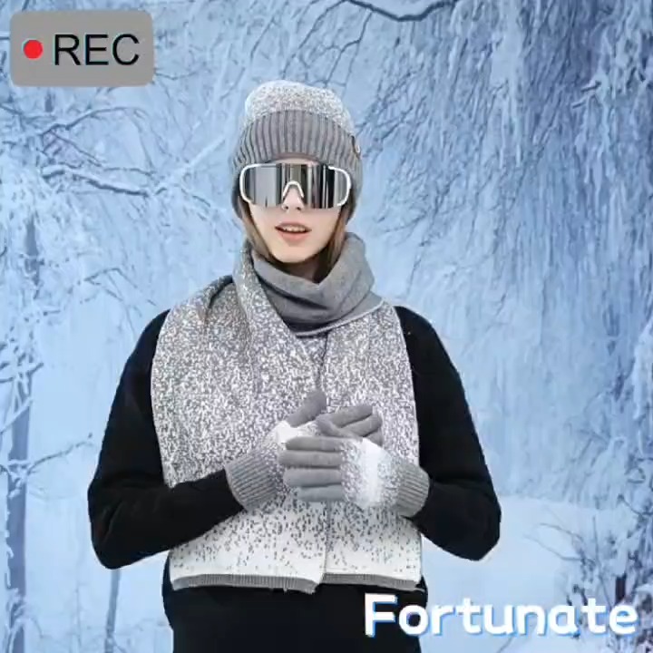 Unisex Autumn/Winter Hat, Gloves, Scarf Set for Adults 1
