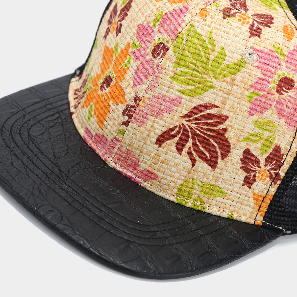 Neue bedruckte, aus Gras gewebte, atmungsaktive Baseballkappe mit flachem Rand und Mesh-Spleißen, Hip-Hop-Kappe, Sport-Snapback-Kappe für Männer & Frauen 9