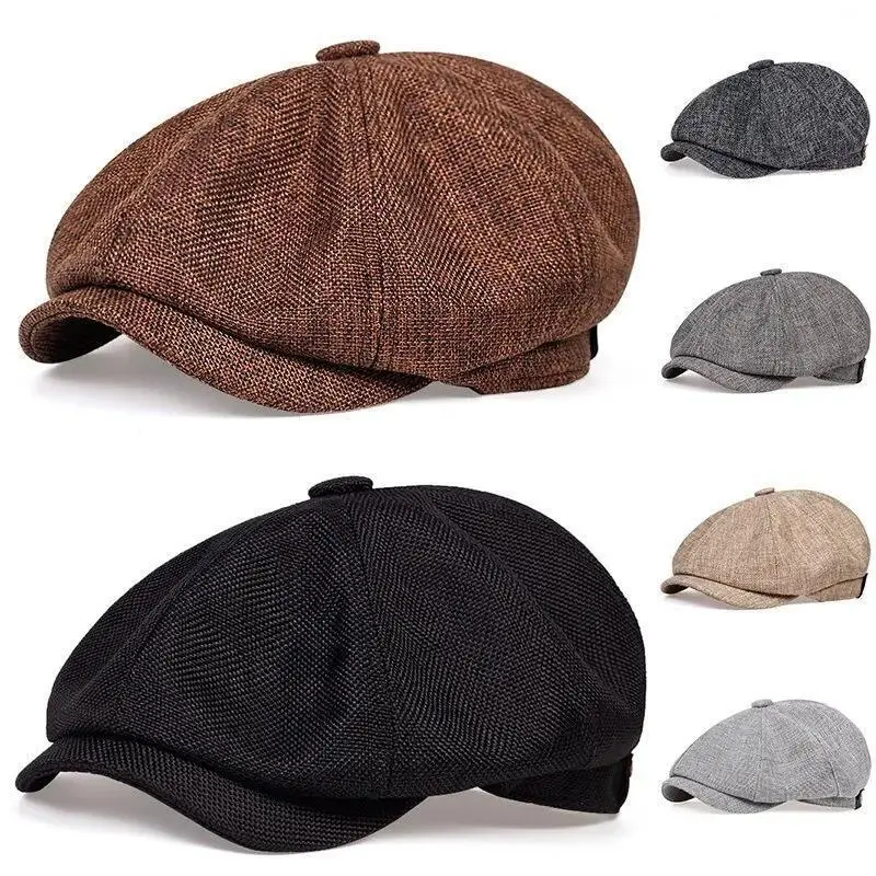 Linen Breathable Retro Beret for Spring and Summer 1