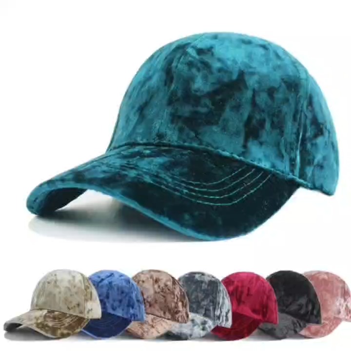 Autumn/winter vintage velvet baseball cap - unisex minimalist solid color