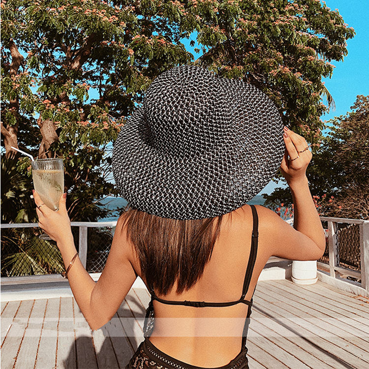 Summer wide-brimmed sun hat retro sun protection and sunshading hat 7