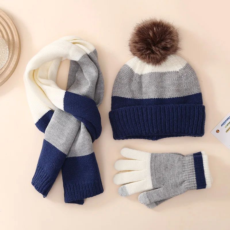 Winter Warmth Fleece Lined Knitted Hat Gloves Scarf Set for Touchscreen - 3 Piece Set 4