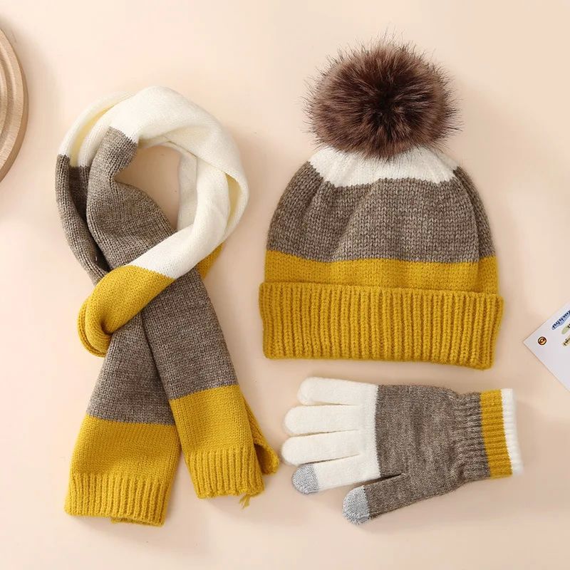 Winter Warmth Fleece Lined Knitted Hat Gloves Scarf Set for Touchscreen - 3 Piece Set 6