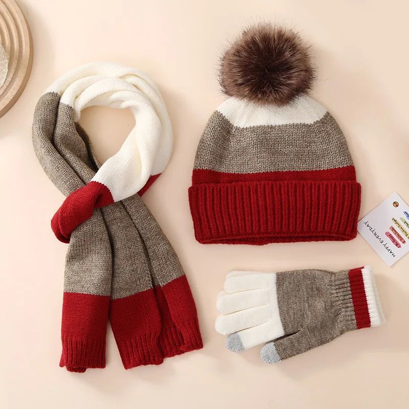 Winter Warmth Fleece Lined Knitted Hat Gloves Scarf Set for Touchscreen - 3 Piece Set 7