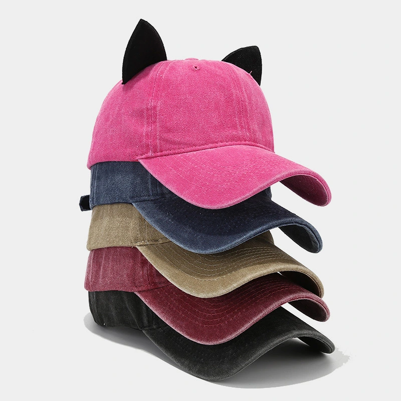 Luxury crushed velvet baseball cap for women - cat ear design