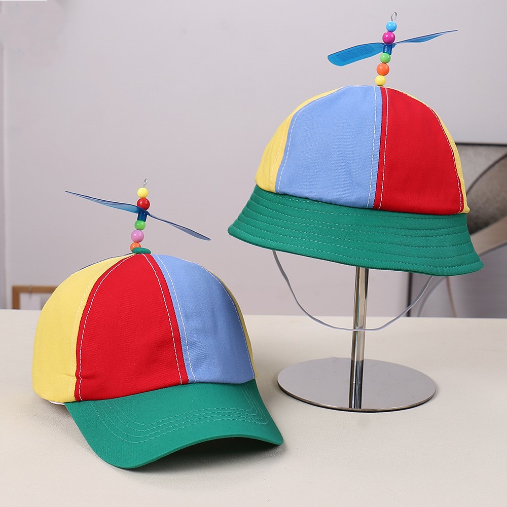 Parent-Child Color-Block Bamboo Dragonfly Cap & Bucket Hats | Fuanger