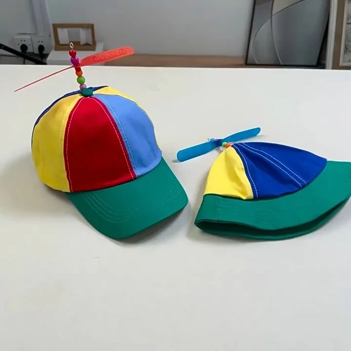 Parent-Child Color-Block Bamboo Dragonfly Cap & Bucket hats 1
