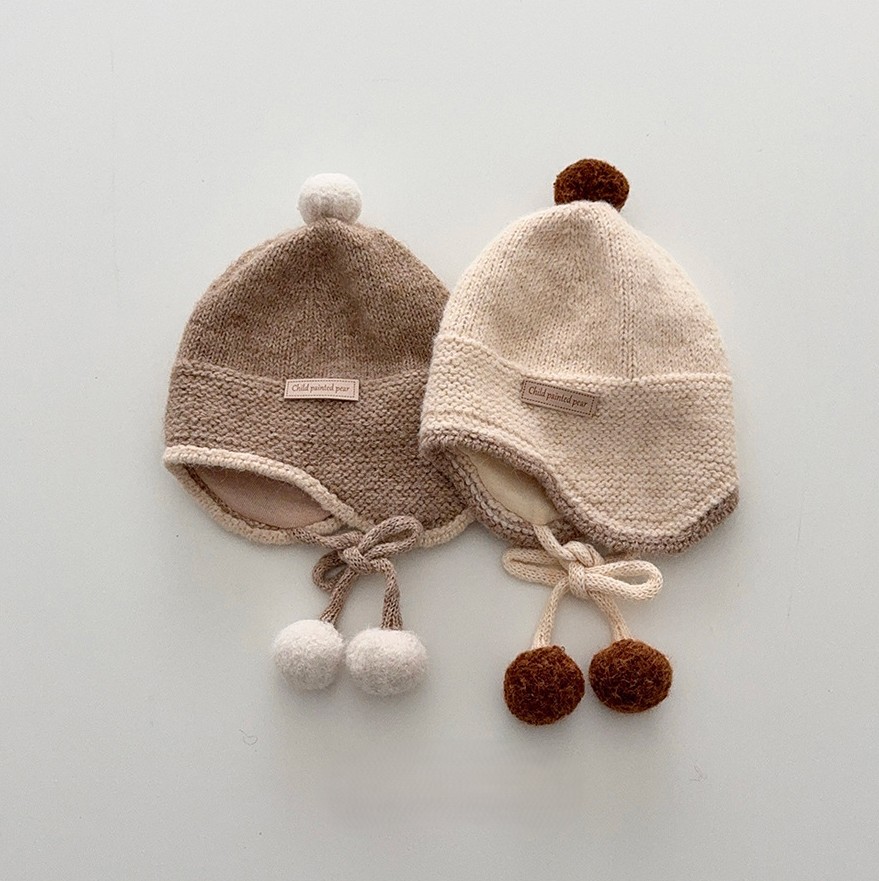 Kids Winter Knitted Earflap Hats - Windproof Thickened Baby Beanies 7