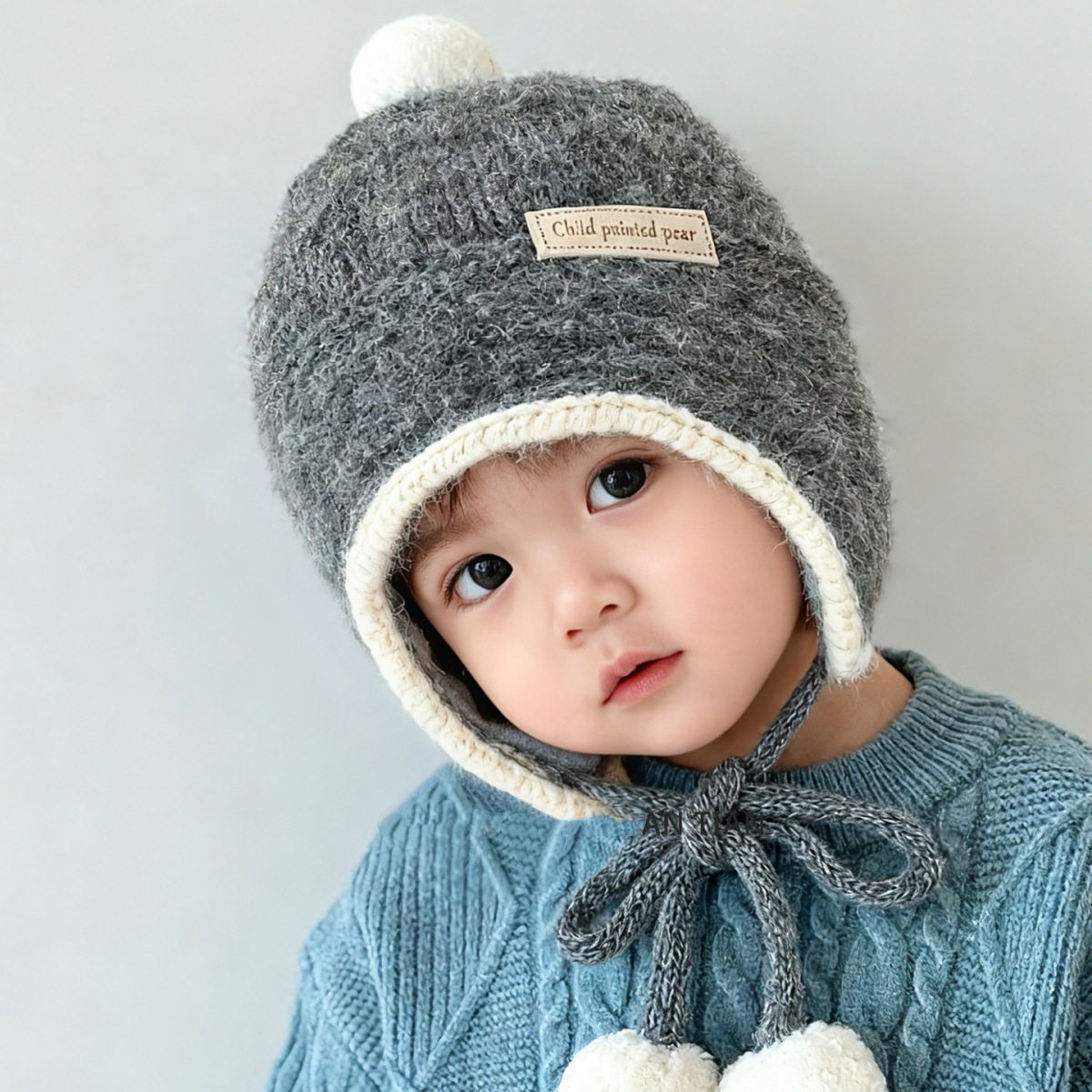 Kids Winter Knitted Earflap Hats - Windproof Thickened Baby Beanies 4