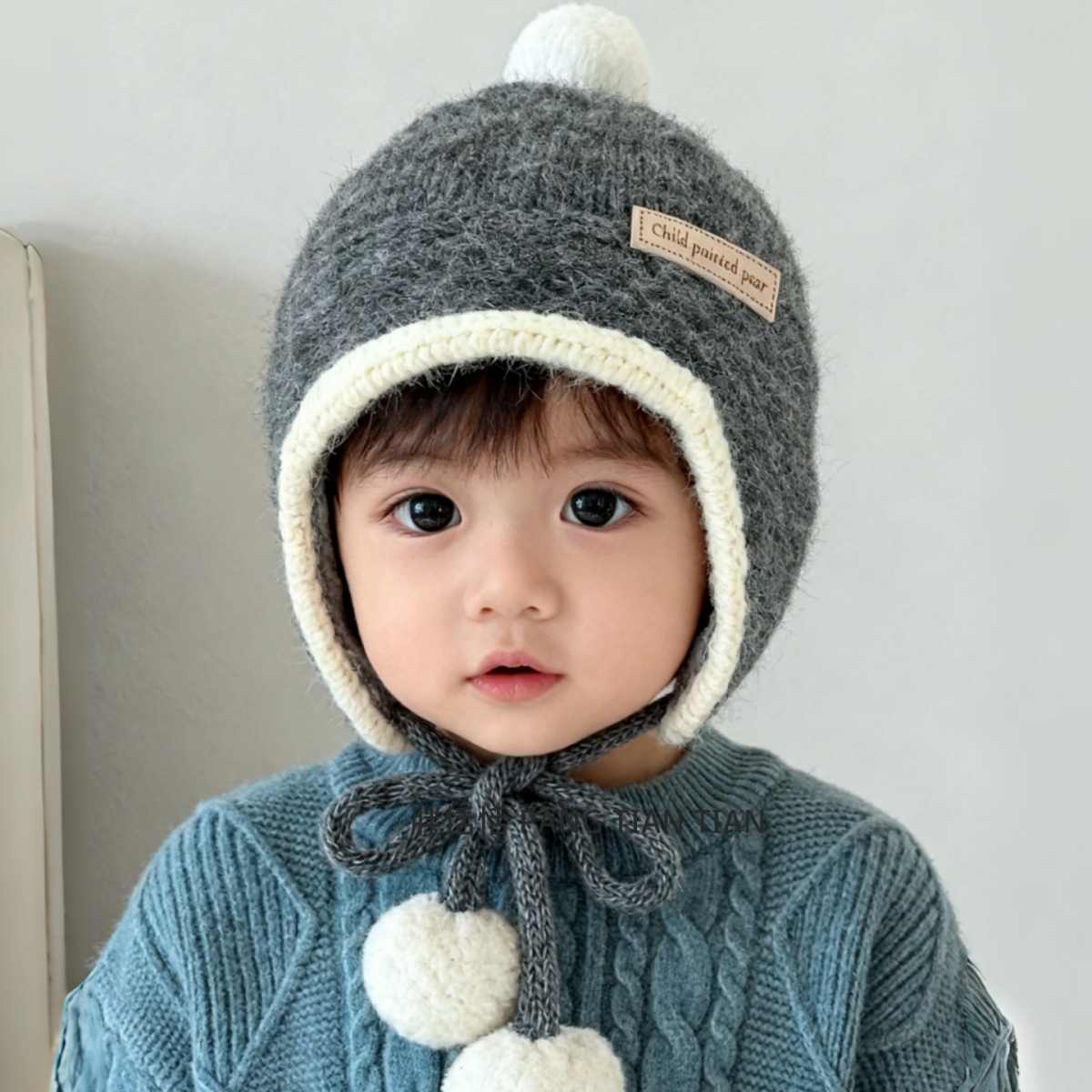 Kids Winter Knitted Earflap Hats - Windproof Thickened Baby Beanies 5