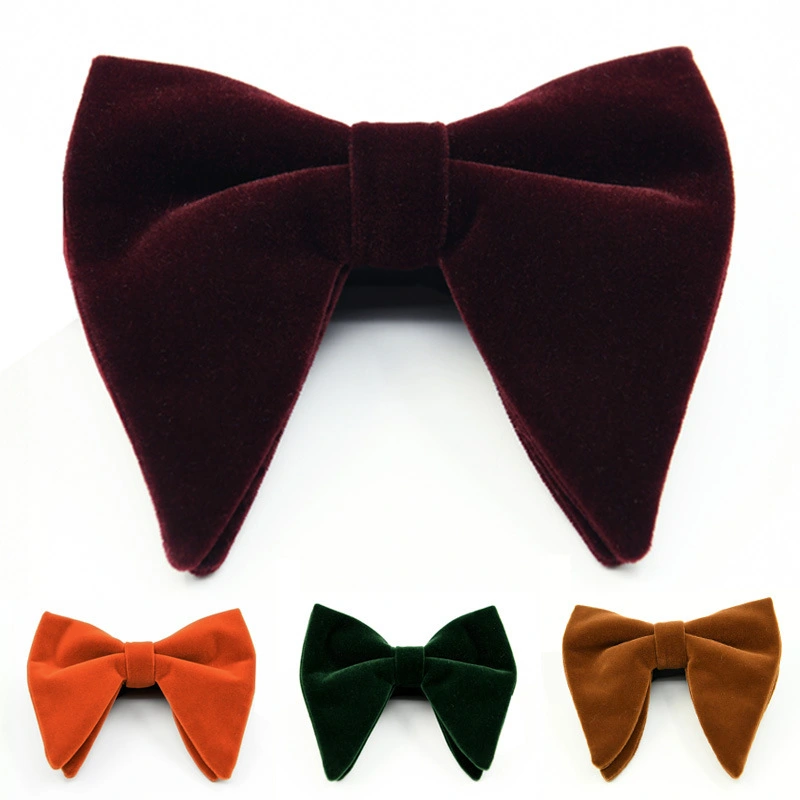 Velvet Double Layer Bow Tie for Men - Burgundy Horn Style 1