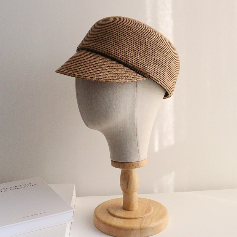 Lightweight Braided Straw Equestrian Cap - Solid Color Visor Sun Hat 1