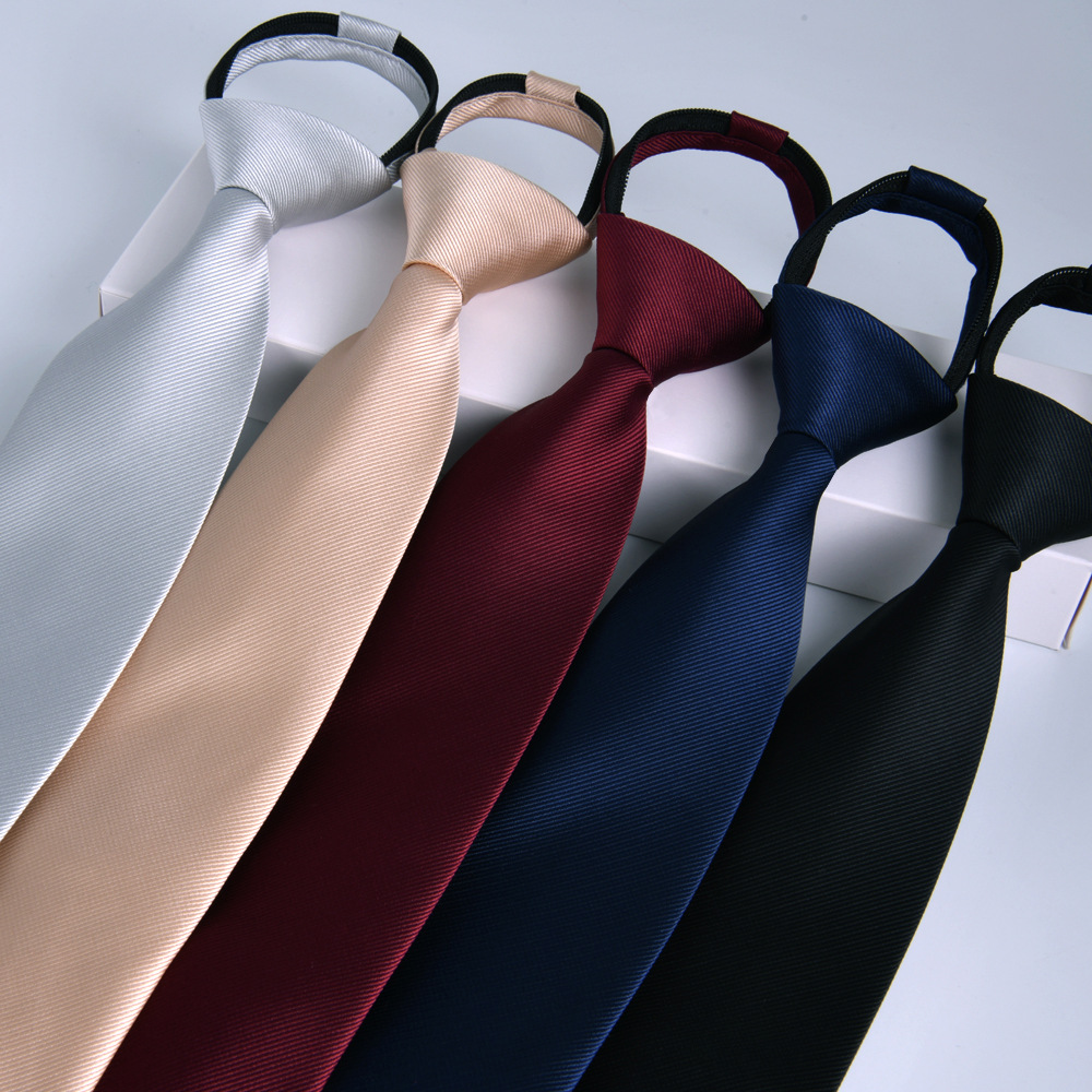 Zipper Tie for Men - 8cm Solid Color Easy-On Business Formal Tie | No Tie Knot Needed 1