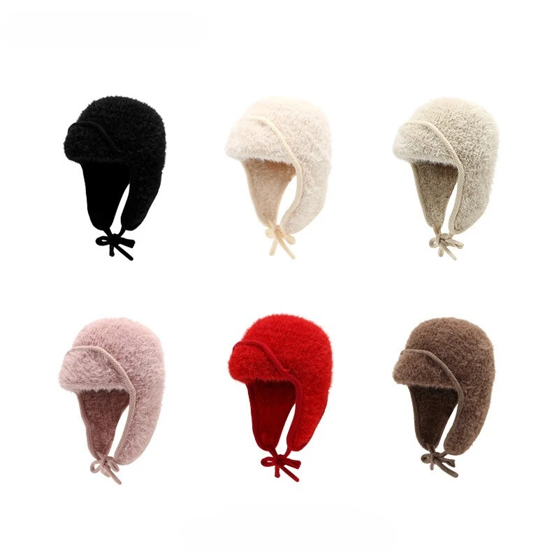 Winter New Knit Hat - Thickened Fleece Lined Beanie with Ear Flaps, Windproof Warm Fuzzy Hat for Autumn & Winter 1