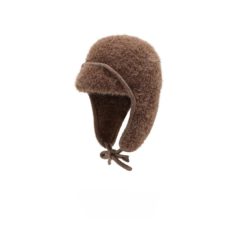 Winter New Knit Hat - Thickened Fleece Lined Beanie with Ear Flaps, Windproof Warm Fuzzy Hat for Autumn & Winter 4