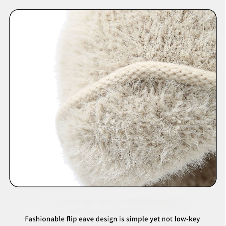Winter New Knit Hat - Thickened Fleece Lined Beanie with Ear Flaps, Windproof Warm Fuzzy Hat for Autumn & Winter 11