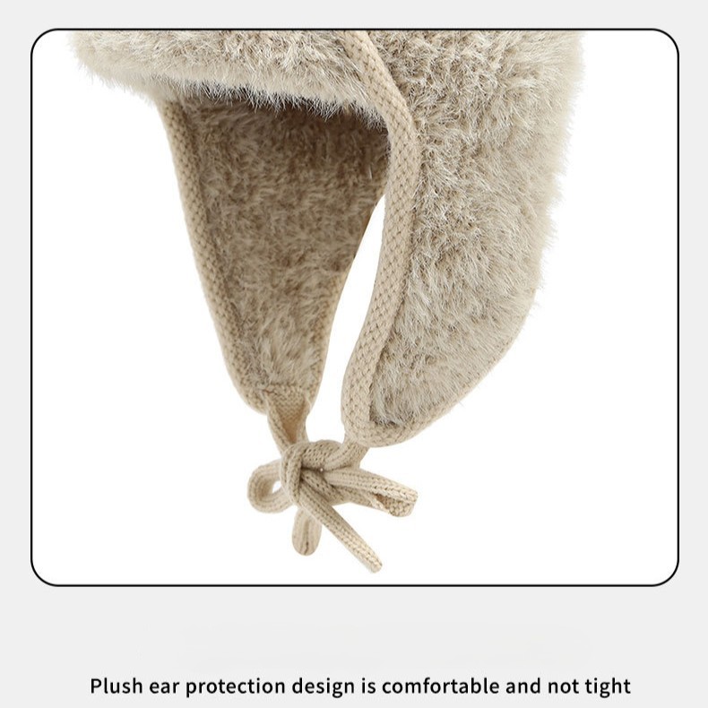 Winter New Knit Hat - Thickened Fleece Lined Beanie with Ear Flaps, Windproof Warm Fuzzy Hat for Autumn & Winter 9