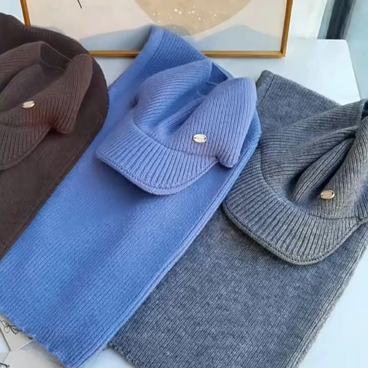 Women’s Hooded Collar Knitted Hat & Neck Gaiter 2-Piece Set | Fall Winter Warmth 1