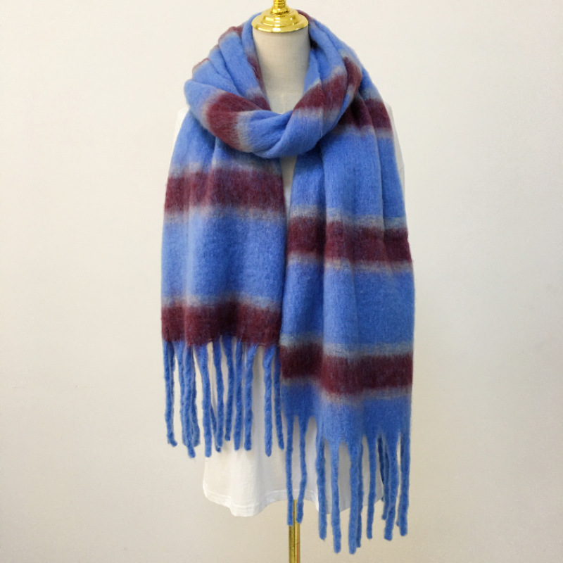 Rainbow Striped Fringe Scarf Shawl - Cozy Winter Accessory 5
