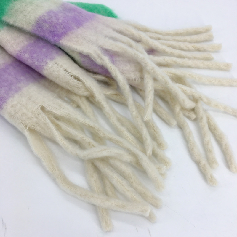 Rainbow Striped Fringe Scarf Shawl - Cozy Winter Accessory 11