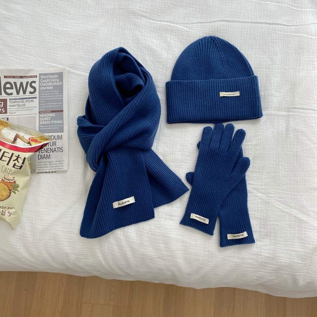 einfarbiges Schal-Set