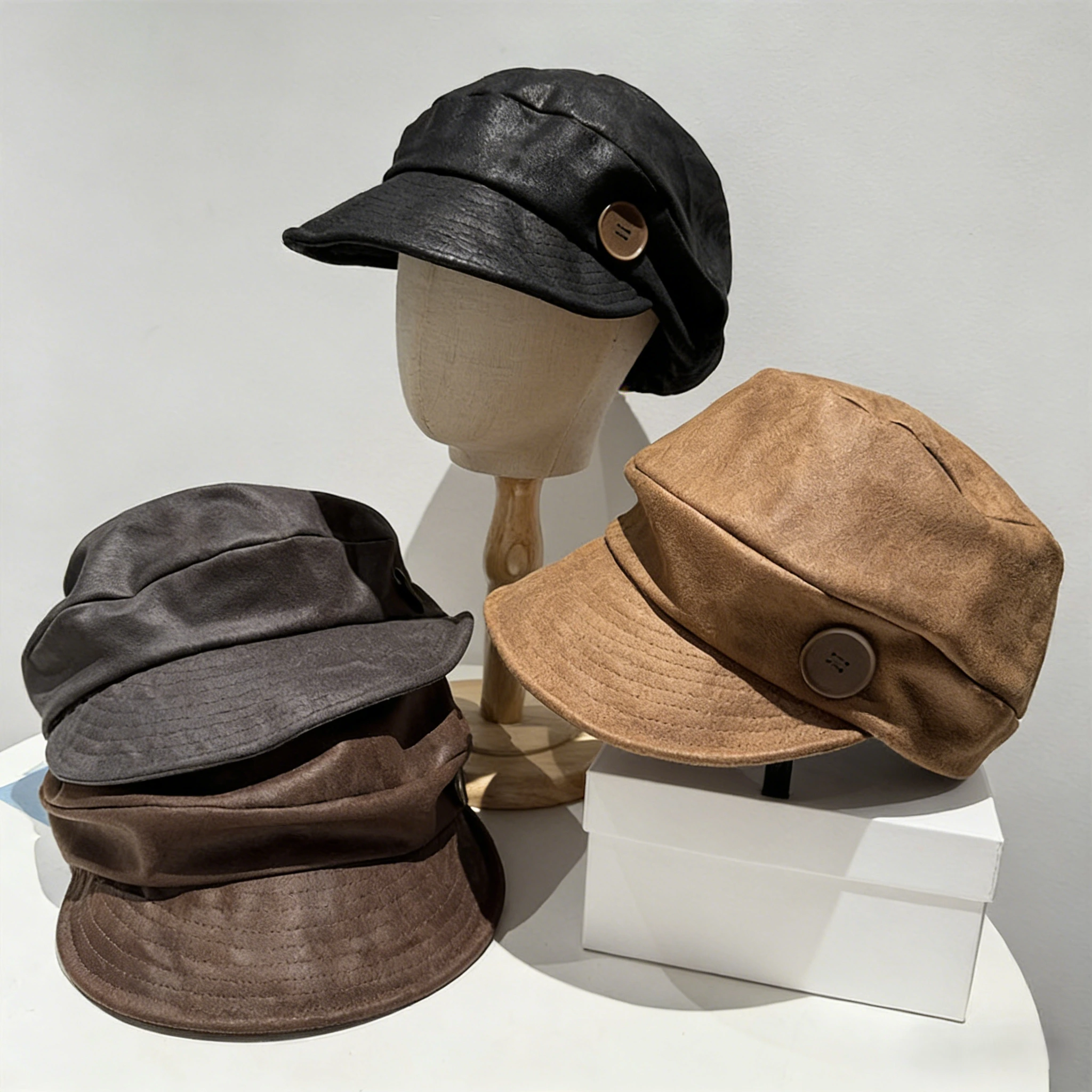 Autumn/Winter Temperament: Women's Retro Button Octagonal Beret 1