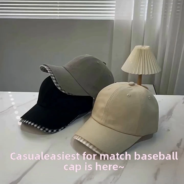 Новая весенне-летняя двусторонняя бейсболка с клетчатым козырьком и мягким верхом, модная шляпа для защиты от солнца. 1