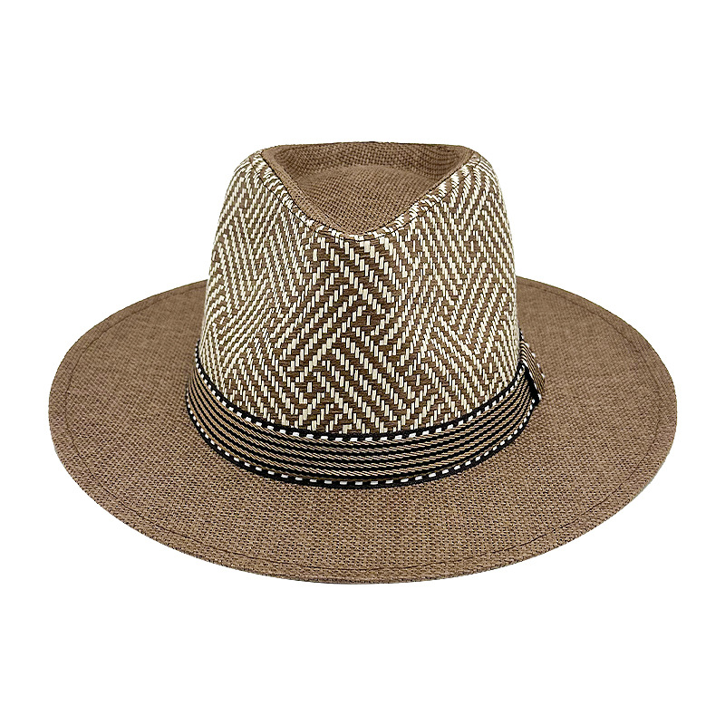 Sombrero de paja a cuadros estilo jazz para hombre | Sombrero de playa para protección solar de verano 6