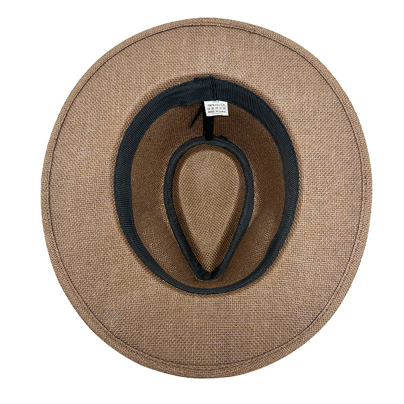 Sombrero de paja a cuadros estilo jazz para hombre | Sombrero de playa para protección solar de verano 9