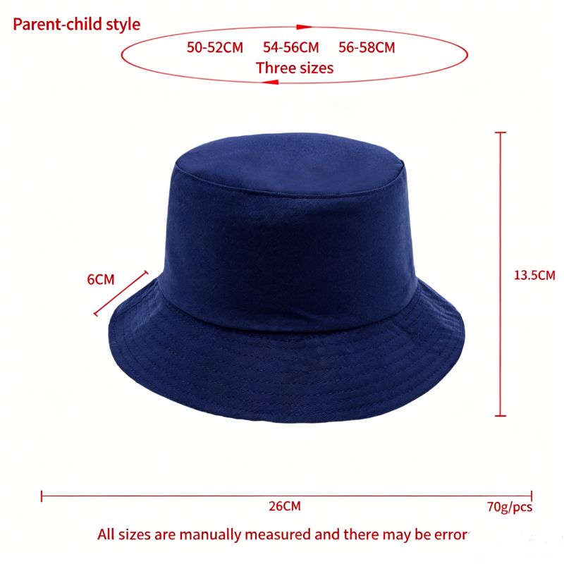 Navy bucket hat with close-ups of brim stitching and the black inner side