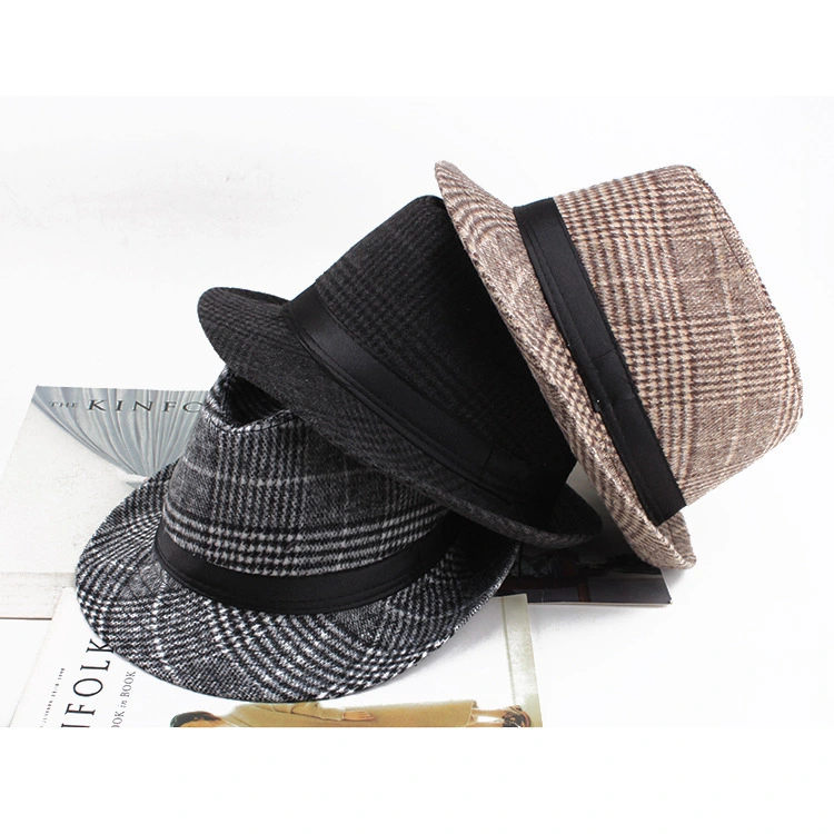 Men's Plaid Fedora Hat for Autumn and Winter 1
