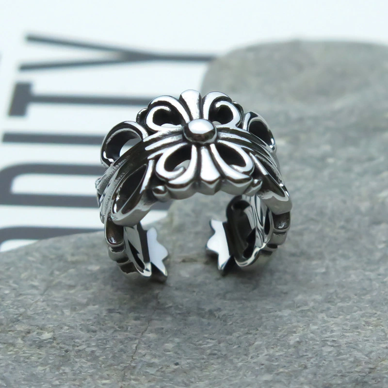 Stainless steel jewelry vintage gothic cross jewelry adjustable punk men ring SLKS-RA4 1