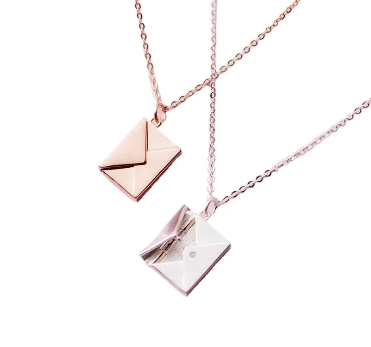 2023 Fashion Women's Stainless Steel Love You Letter Envelope Necklace 1